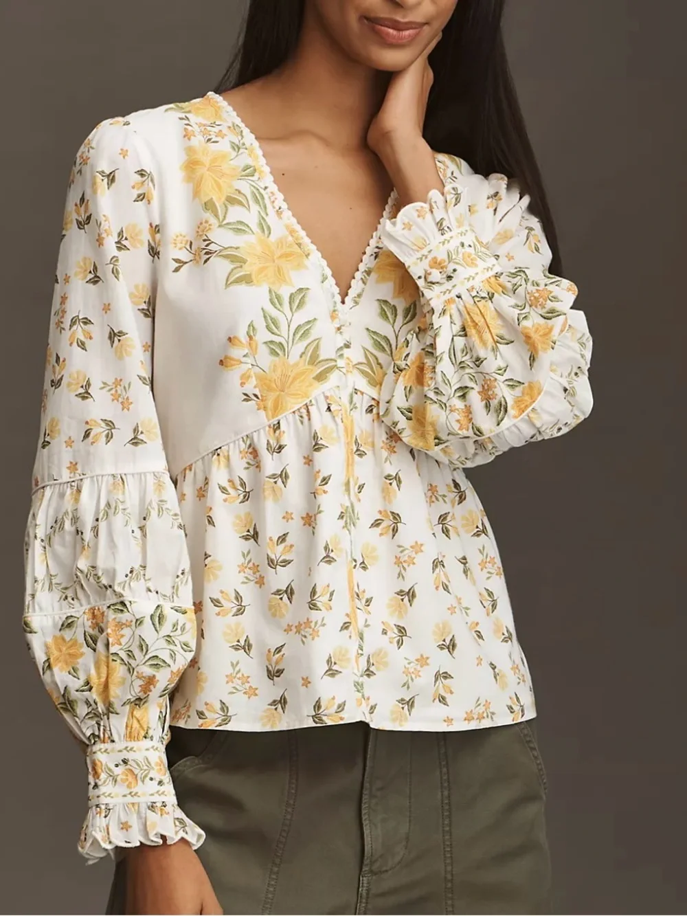 NWT FARM Rio Anthropologie Puff Sleeve Blouse